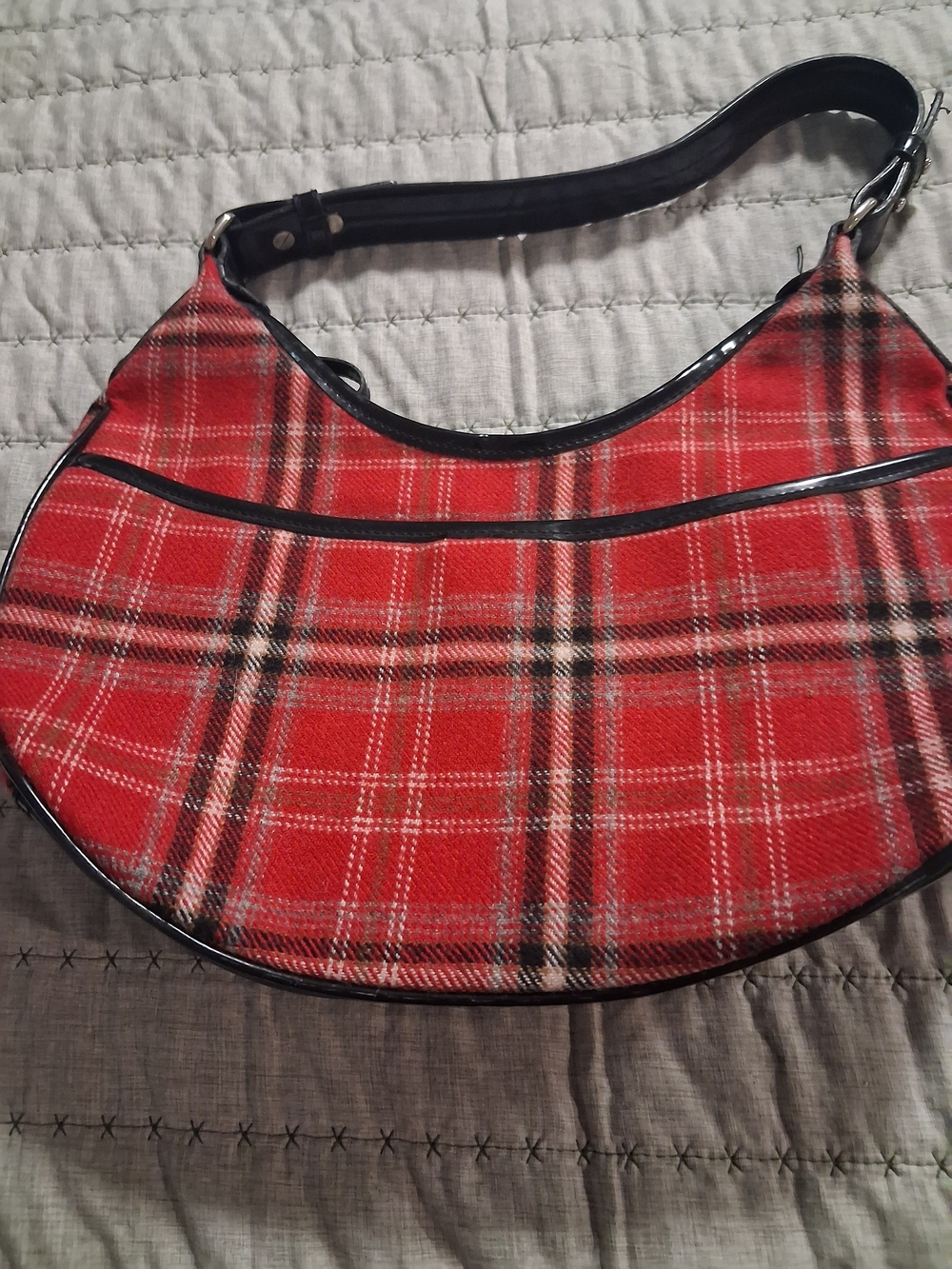 Sonoma Red Plaid Shoulder Bag with Black Trim